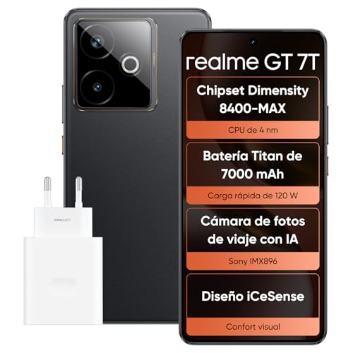 realme GT 7T Smartphone, 5G Doble SIM, 12 GB de RAM, 256 GB de ROM, Pantalla AMOLED de 6,8