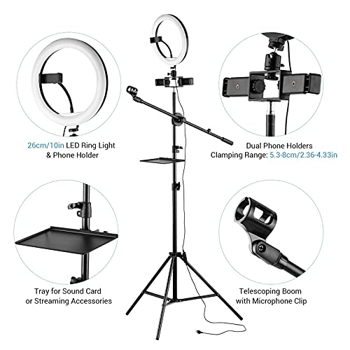 Video Ring Light10inch / 26cm Video Ring Light Kit 3 Farbe 10 Level Dimmbar 3200-5600K Mit Stativ Kugelkopf… – Bild 6