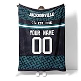 ANTKING Jacksonville Throw Blanket Custom Name and Number Blanket for Men Women Boy Gifts