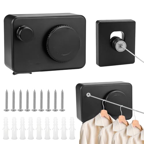 Raxfekro 4.2M Ausziehbare Wäscheleine aus Edelstahl mit Schloss - Wandmontage für Balkon, Waschküche, Wohnung, Verhindert Durchhängen