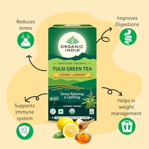 Image of Organic India Tulsi Green Tea Honey Lemon 100 Teabags