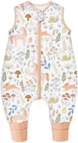 Chilsuessy Baby Schlafsack mit Füßen 3.5 Tog Kinder Winter Schlafsack Soft Baumwolle Baby Schlafsack mit Beinen für Jungen und Mädchen, 3.5 Tog/Einhorn Rosa, 90cm/Baby Höhe 95-105c