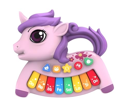Image of Cable World Unicorn Keyboard Musical Toys with Flashing Lights - Animal Sounds Baby Music for Toddlers, Light Up Music Baby Toy for Kids Early Learning Educational Piano Keyboard