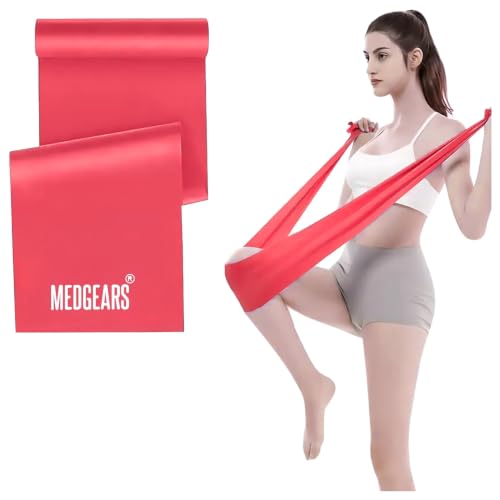 Image of Medgears Resistance Band for Beginner Light Exercise Band - 5 Feet Each, (Material: Latex Free Rubber) (Red)
