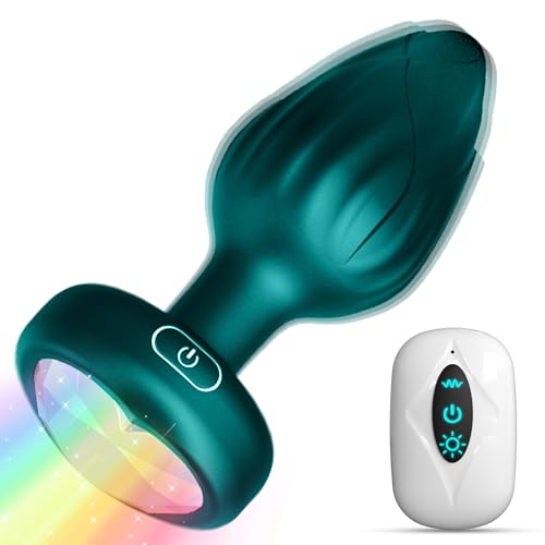 Anal Plug Adult Sex Toys - 10 Modes Vibrating Butt Plug LED Colorful Light up Remote Control for Prostate Massage Adult Men Women Couples