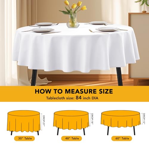 Dailyset 10-Pack White Round Tablecloths, 84 Inches, Stain-Resistant Polyester for 3-5 Ft Round Tables - Washable Table Covers for Weddings, Banquets, Birthday Parties, Events by Dailyset - Used condition - Image 6