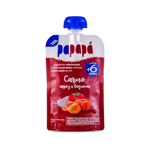 Papapá, Papinha infantil, Sabor Carne, Arroz e Legumes, 120g, Vermelho