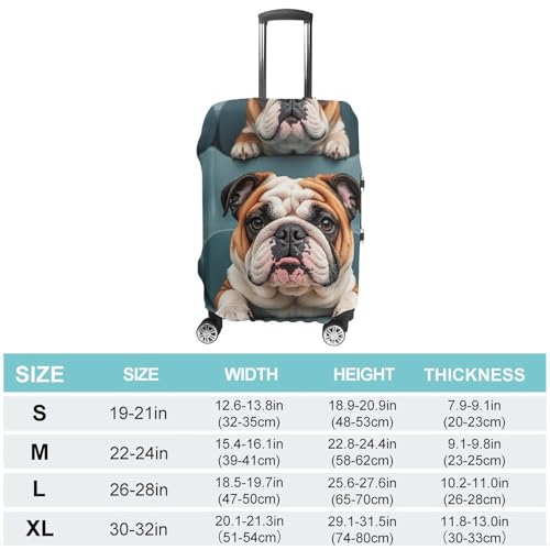 Funny English Bulldog Suitcase Covers Luggage Protector - Travel Elastic Baggage Case Protective, Washable Anti-scratch Large Suit Case Cover for Suitcases Fits 19-32 Inch Luggages M2