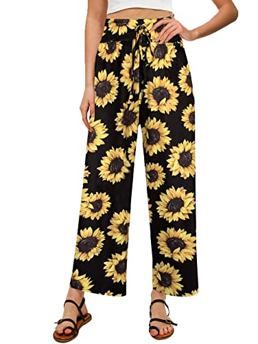 Image of NEWCOSPLAY Women's Comfy Pajama Pants Casual Drawstring Palazzo Lounge Wide Leg Pants