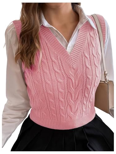 Milumia Women's Cable Knit V Neck Sweater Vest...