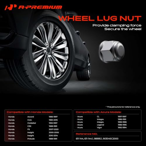 Image of A-Premium 8pcs M12-1.5 Wheel Lug Nut Compatible with Honda & Acura | for Honda Accord 1986-1997 Civic Fit Insight Prelude Acura CL Inta Legend Vigor