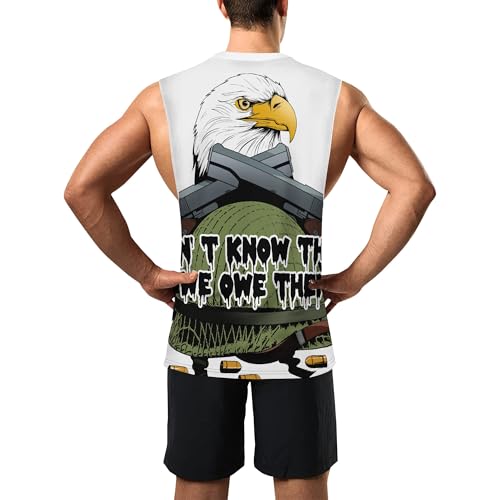 Image of Zhyaj Summer Tanks Top for Men Flag Graphic Print Sleeveless Shirts Casual Working Out Vest T-Shirts Loose-Fit Men's Tank