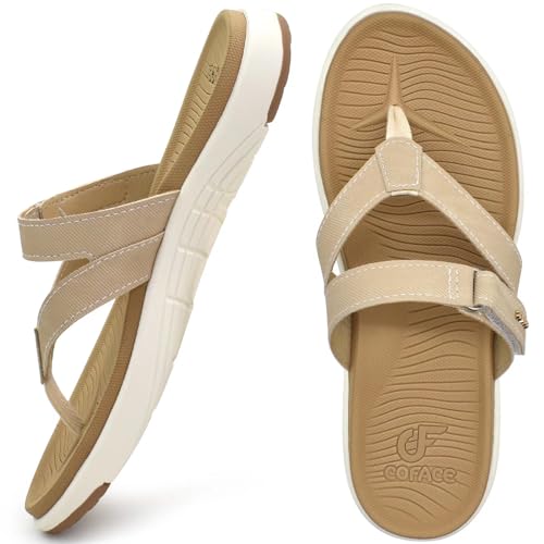Image of COFACE Womens Orthopedic Flip Flops Arch Support Yoga Walking Thong Sandals