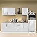 Lomadox Küche mit Elektrogeräten 280cm | Küchenzeile Küchenblock Einbauküche Geschirrspüler | Weiss/Graphit