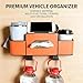 Car Breeze Organizer, Car Organizers and Storage Box Behind Seat, Cars Backseat Organizers Holder, Drive Neat Organizer with Drink Cup Holder Tissue Box, Keep Your Ride Clean & Organized (Orange)