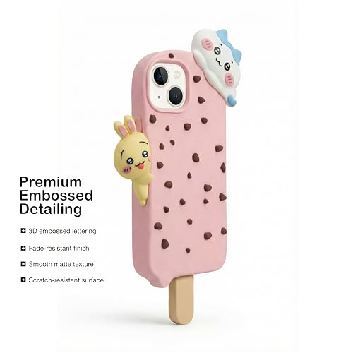 Image of amazon basics Back Cover Case for iPhone 15 Scratch Resistant Anti-Slip TPU Shockproof 3D Protective Durable Adorable Cartoon Ice Cream Design Case for Girls & Women(Pink)