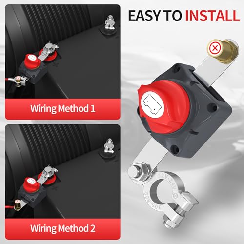 Image of Top Post Battery Disconnect Switch 12V-48V Battery Disconnect Switch 12 Volt Waterproof Cut Off Switch Positive On /Off for Marine Car RV Boat ATV UTV Vehicles