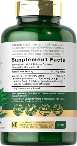 Carlyle Valerian Root Capsules 2400mg | 240 Count | Herb Extract Supplement | Non-GMO, Gluten Free - Image 3