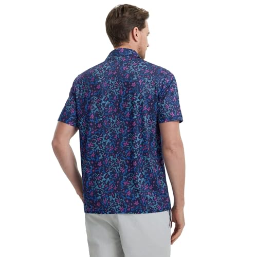 Image of M MAELREG Mens Golf Shirt Short Sleeve Dry Fit Print Moisture Wicking Performance Patterns Collared Polo Shirt