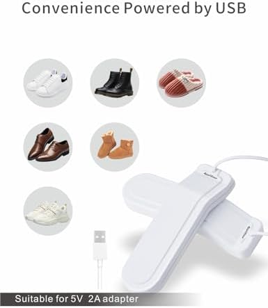 portable usb shoe dryer in white fits kids shoes
