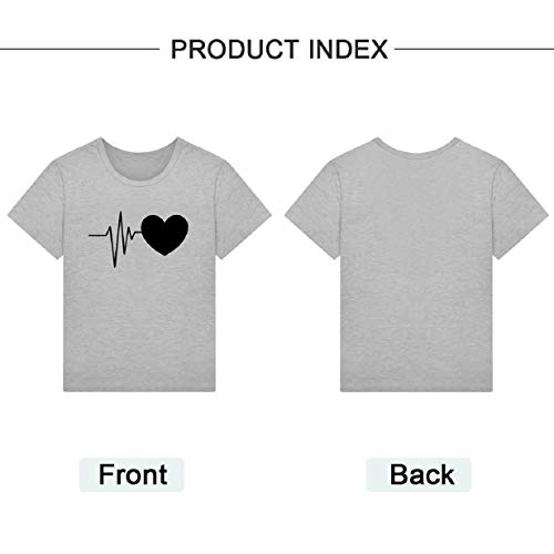 Tuopuda Camiseta de Mangas Cortas Mujer Corazón Impresión tee Clásico con Cuello en Redondo Basica Camiseta Ligera de Algodón Ablandado Verano Casual Tops(Gris,XL)