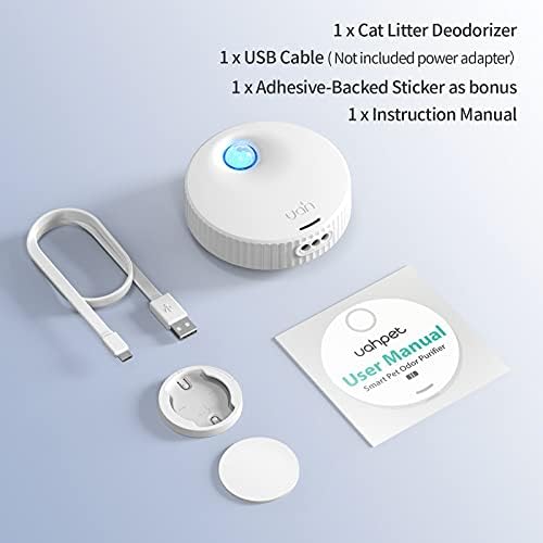 uahpet Cat Litter Deodorizer 99% Deodorization Litter Box Odor Eliminator 99.9% Dust-Free 9-Day Battery Life Genie for All Kinds of Cat Litter Box Bathroom Wardrobe Kitchen and Small Area