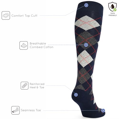 Image of Mysocks Unisex Knee High Long Socks Argyle