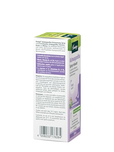 Kneipp Ashwagandha Entspannung Spray - Für innere Harmonie - Nahrungsergänzungsmittel - 30 ml