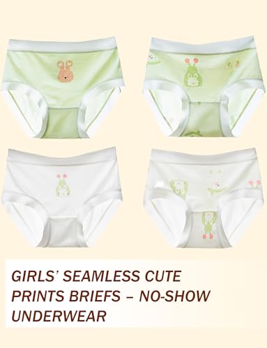 SEAUR Teen Girls Seamless Briefs Mid Waist Soft Knickers Cute Printed Underwear 4 Pack 6-16 Years3