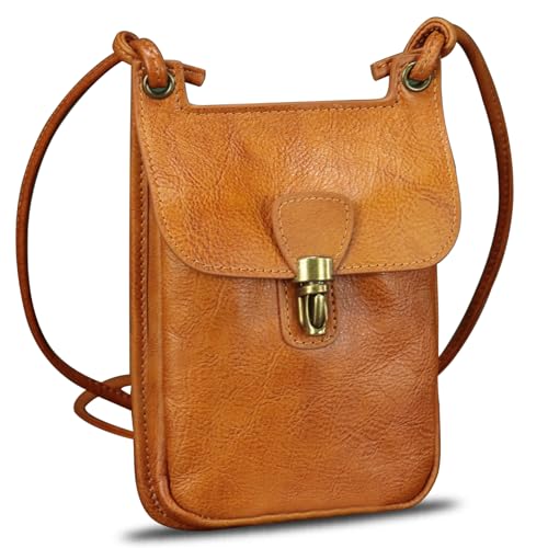 Genuine Leather Small Purses Phone Bag for Women Vintage Handmade Mini Crossbody Bag Shoulder Bag Phone Pouch