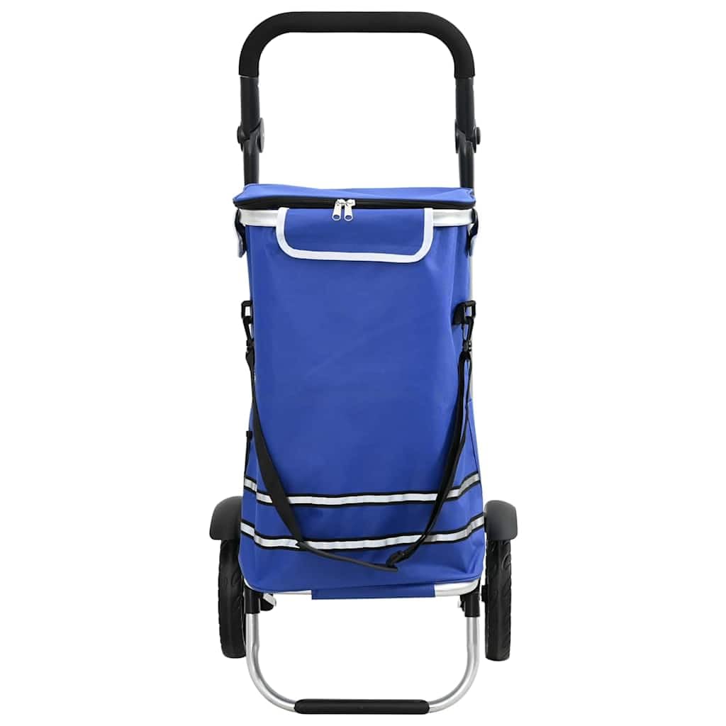 Einkaufswagen Blau 36,5 x 46,5 x 100,5 cm Oxford-Stoff faltbar stabil wetterfest Tragetasche für Supermarkt, Einkaufskorb, wiederverwendbar, leicht, langlebig, für Damen und Reisen