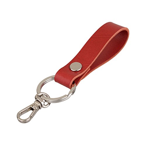 Richbud Vegetable Leather Keychain POB Lobster Snap Silver Handcraft Key Ring Lanyard Handmade (Red)