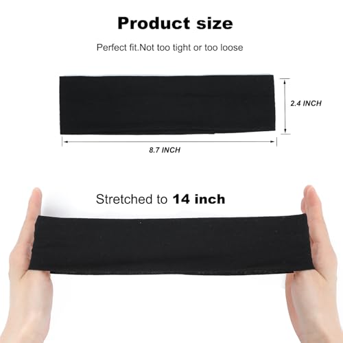 Image of 9Pcs Headbands for women Non Slip Headband, Soft Elastic Hair Bands for Women's Hair, Fashion Cotton Cloth Stretchy Sweat Bands Headbands for Sports, Makeup, Gym, Running, Yoga, Workout (Black)