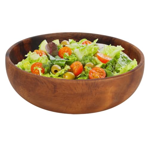 Salad Bowl, Wooden Crafts Plates Food Container Serving Bowl Wooden Salad Bowl for Coffee Shop, Fruit, Salad, Snack, Soup, Dessert Dining Table Decor Wedding Birthday Housewarming Parties(12 * 3.5CM)