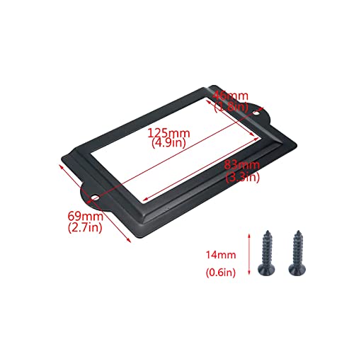 Antrader 6 Pcs 3.3" X 1.8" Office Label Holder, Metal Label Frame, Matte Black, With Screws #TOP1