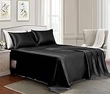 GOLAL Satin Sheets Full Size - 4 Pieces Luxury Silky Soft Bed Sheets, Wrinkle-Free Black Satin Silk...