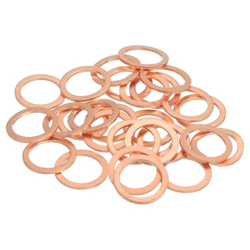 Image of sourcing map 38Pcs Flat Washer, M12 Copper Washers Copper Sealing Ring Crush Washer Kit Assortment, 12mm ID, 16mm OD, 1.5mm Thick for Bolts Screws Machinery Repair