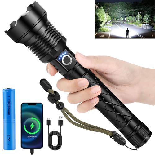 SIDARK Taschenlampe LED Aufladbar, 5000 Lumen LED Taschenlampe Extrem Hell, 5 Modi Taktische Taschenlampen Batteriebetrieben Zoombar & IPX7 Wasserdicht, Starke LED Taschenlampe für Camping Notfäll SIDARK Taschenlampe LED Aufladbar, 5000 Lumen LED Taschenlampe Extrem Hell, 5 Modi Taktische Taschenlampen Batteriebetrieben Zoombar & IPX7 Wasserdicht, Starke LED Taschenlampe für Camping Notfäll