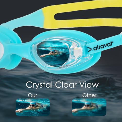 Image of AIRAVAT Hydro 1027 Swimming Goggles, Adjustable Pool Goggles For Adult, Youth, Boys & Girls, Optic Quality Poly carbonate Lenses, 100% UV Protection Anti-fog Coated, Ultra Durable (Light Blue)