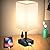 Table Lamp Dimmable cozoo USB Bedside Table Desk Lamp with 2 USB Charging Port(A+C) 2 Outlet,Nightstand Lamp with Charger Base White Fabric Shade,LED Touch Lamp for Bedroom/LivingRoom/Dorm/Home Office