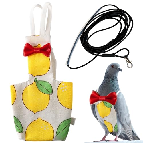 Image of Pigeon Diaper Harness and Bird Leash Set, Birds Diapers for Pigeons and Leash Pigeon Harnesses, Diapers for Birds Cockatiel Parrot Parakeet, Macaw Harness and Leashes Pants (L-Yellow Lemon)