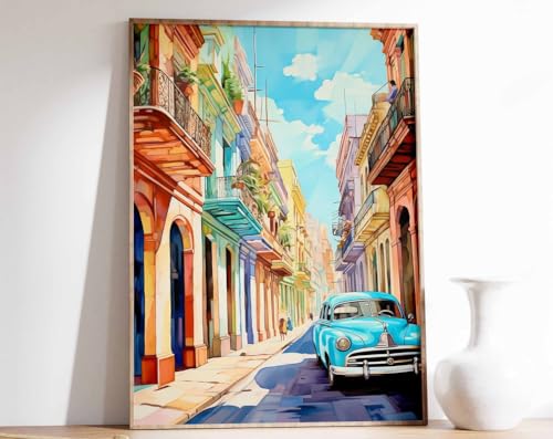 Affiche Cuba voyage retro et poster Havana art de style vintage Caribbean wall art A0