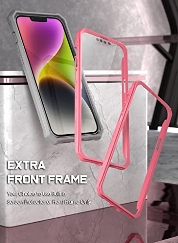 Coque iPhone 14 Poetic Guardian rose et transparente intégrale - 5