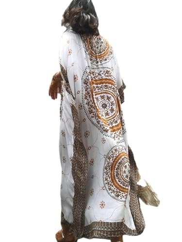 Image of Kaftan Dresses for Women Plus Size Summer Beach Dress with Print and Swim Cover Ups Khaki