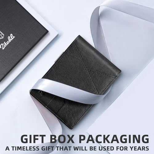 Image of Zitahli Slim Wallet for Men,RFID Blocking Leather Bifold with Money Clip | Minimalist Front Pocket Design, Holds 12 Cards, RFID Protection, Gifts for Men on Birthdays, Father's Day, and Christmas