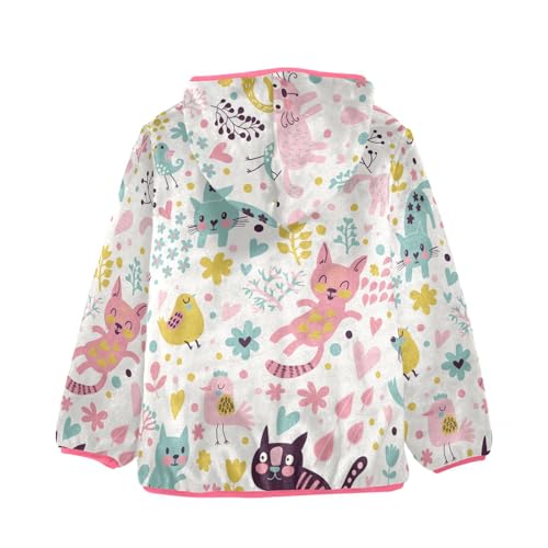 OTVEE Sweet Lovely Birds Cats Dogs Kids Hoodie Jacket Fall Spring Full Zip Warm Outwear Coat2