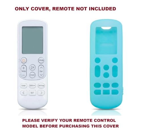 Image of Silicone Cover Compatible with Samsung Split Inverter Air Conditioner Remote Control, Shockproof, Stylish, Windfree 2026 Model Remote Cover - Glow in Dark Blue, Easy to find in Darkness
