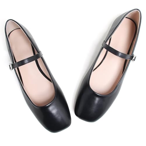 Image of LUXINYU Women's Slip on Flats,Classy Round Toe Solid Classic Mary Jane Ballet Dance Shoes Soft Comfortable PU Flat Shoes