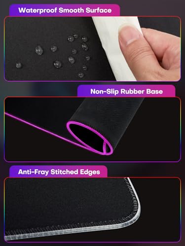 abc.mat 2-in-1 RGB Gaming Mouse Pad with Wireless Charging, 31.5\"x15.8\" Large, 24 Light Effects, Non-Slip Base, Waterproof Ultra-Smooth Surface, No Adapter