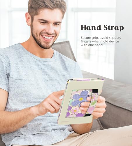 Image of MoKo Case for 7 inch /6.8 inch Kindle Paperwhite(12th /11th Gen-2024 /2021) and Kindle Colorsoft Signature Edition, Slim PU Shell Cover Case with Auto-Wake /Sleep for Kindle Paperwhite 2024, Oil Painting Flower